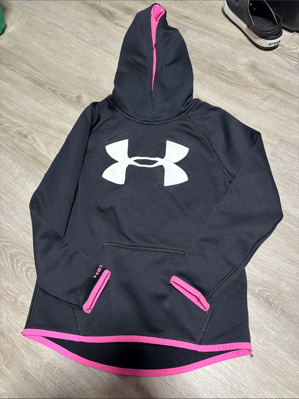 Under Armour Black Hoodie with Pink Trim for Kids